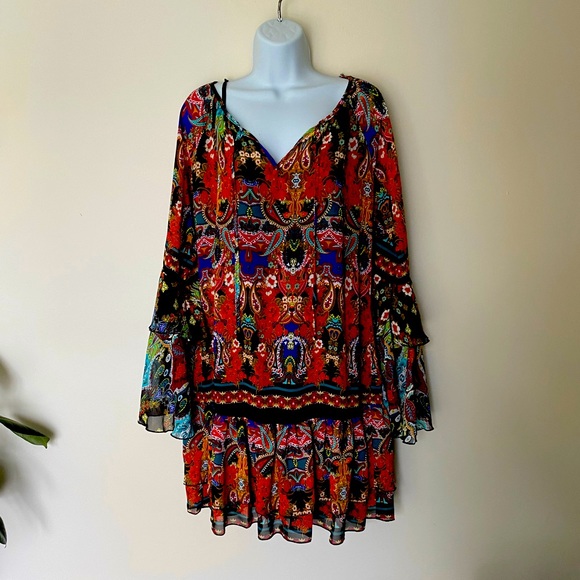 Venus boho vintage inspired ruffled short dress medium 60’s 70’s NWOT - Picture 2 of 5